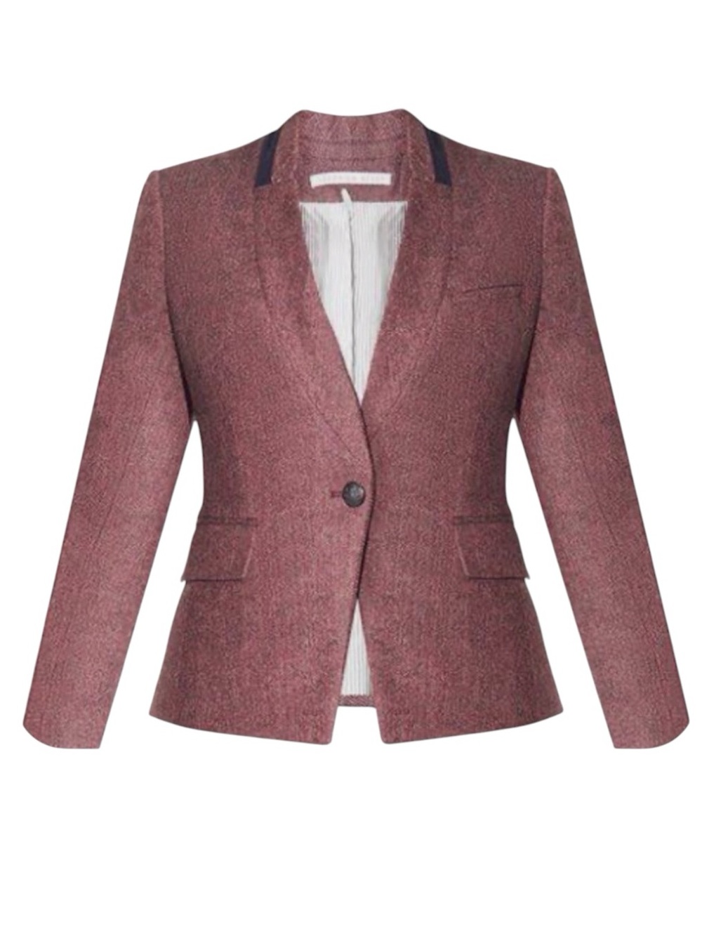 VERONICA BEARD Tate Up-Collar Chevron Tweed Dickey JackBlazer Burgundy 0 EUC